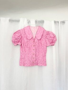 ✿ ♡ vintage coquette heart button blouse ♡ ✿